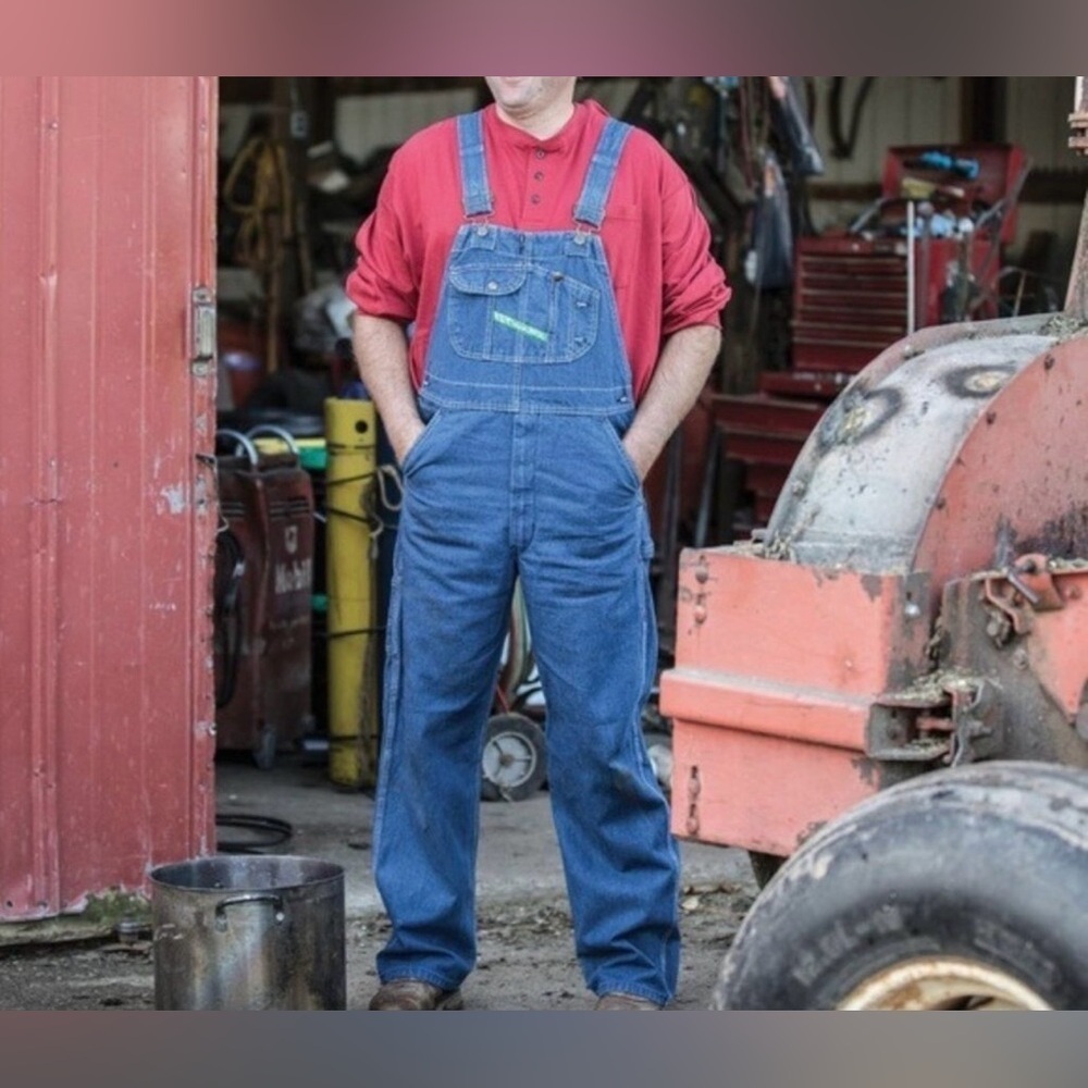 Key Apparel Denim Bib Overalls - Enzyme Washed with Zip Fly Work Utility 46X30”